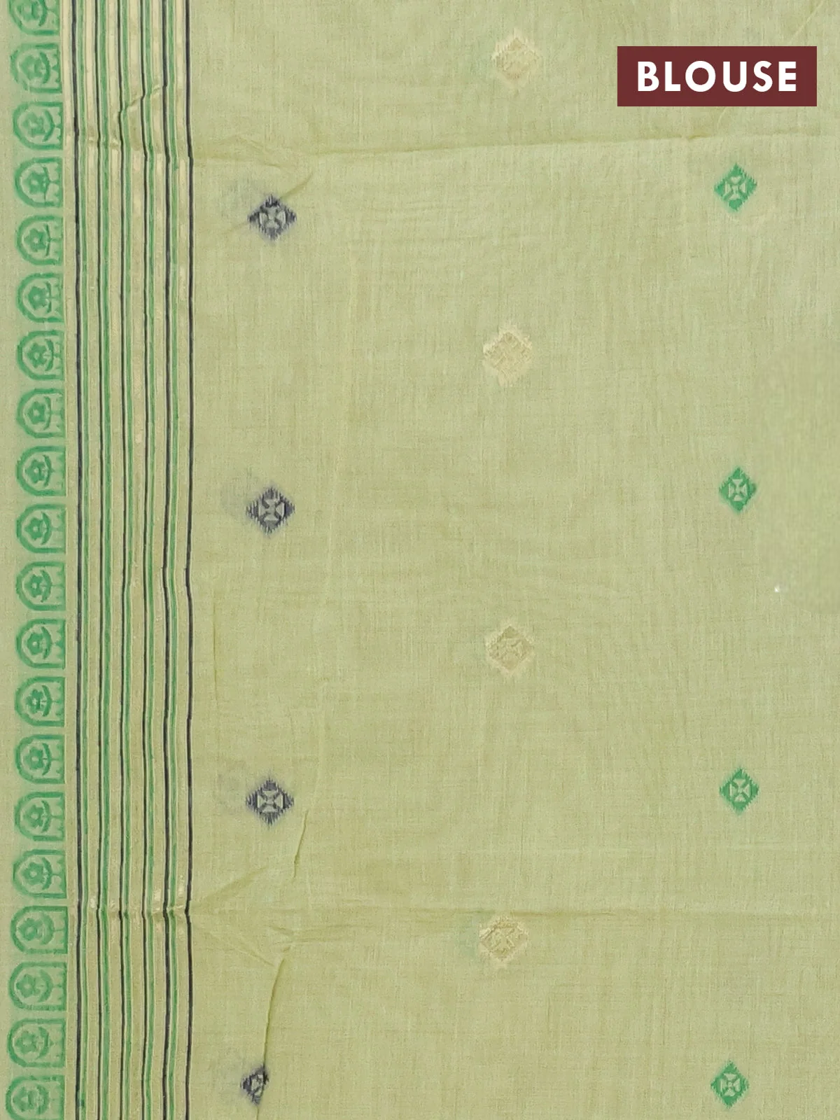 Pista Green Zari Woven  Jamdhani Cotton Saree